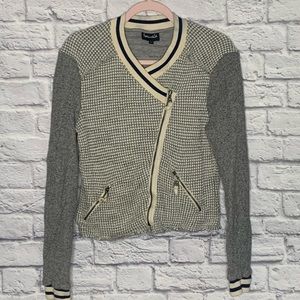 Splendid Textured Moto Zip Up Sweatshirt Jacket